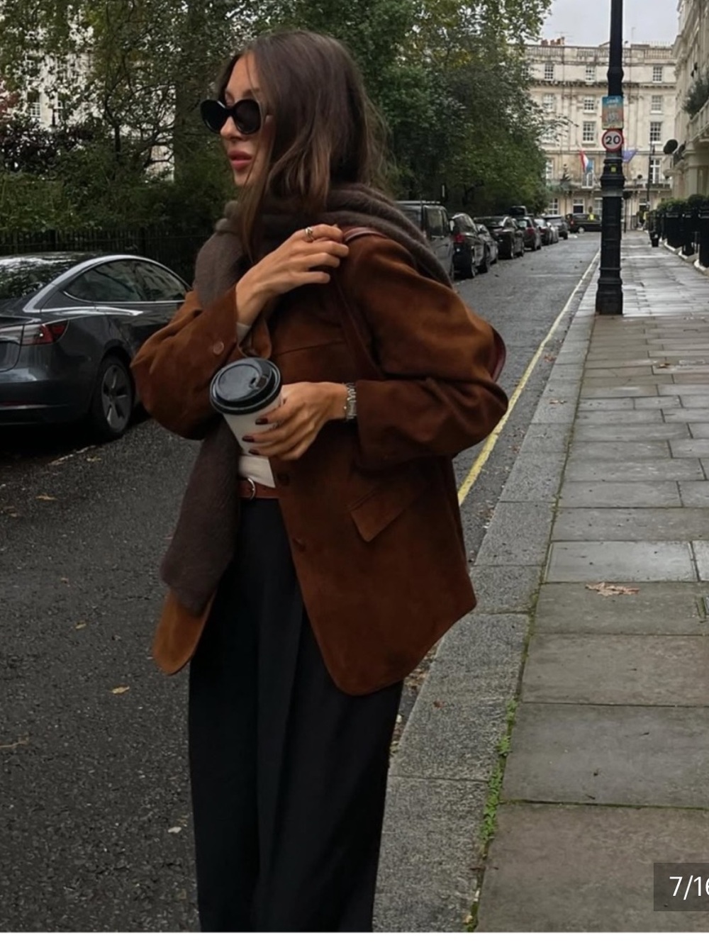 Mango selection leather Oversized Brown Suede Blazer - Picture 11 of 16